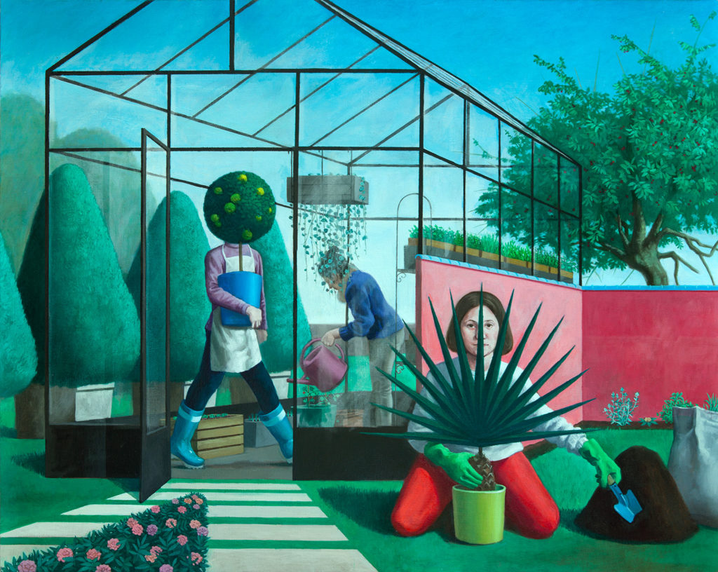 David Festoc, La serre, 2021, Huile sur toile, 88 x 116 cm